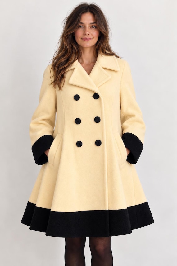 Vintage 1970s Fairbrooke Wool Swing Coat | Retro Mod style