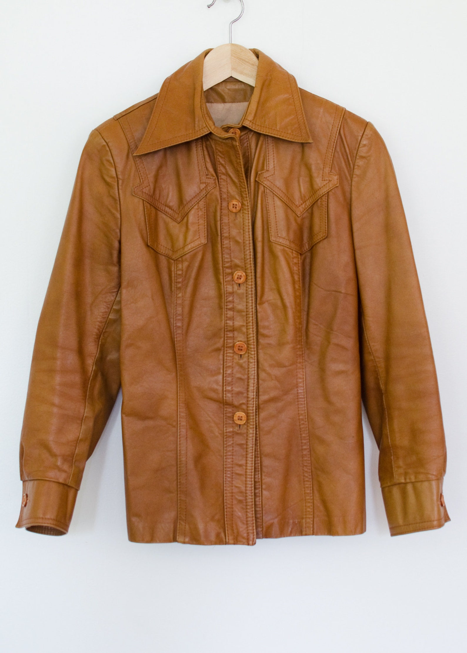 70s Caramel Leather Jacket 1970s Caramel Baron Leathers Etsy