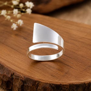 925 Sterling Silver Ring, Silver Wrap Ring, Chunky Ring, Minimalist Ring, Trendy Ring, Adjustable Ring, Abstract Geometric Ring, Wide Ring