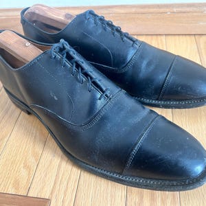 Men&#39;s Neat Black Leather ALLEN EDMONDS Park Avenue Cap Toe Oxfords Dress Shoes Sz-13B