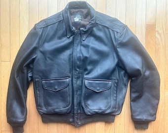 80s short real leather bomber jacket vy