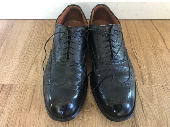 Alden England Black Leather Wingtip Brogue Shoes 12D Vintage ALDEN 588 Black Pebble Grain Leather Brogue Wingtip Blucher  main image 3