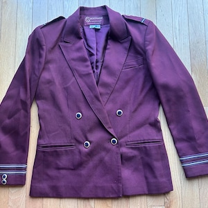 Damen Vintage 1970er 1980er Northwest Orient Airline Stewardess Uniform Blazer Mantel Größe 4R