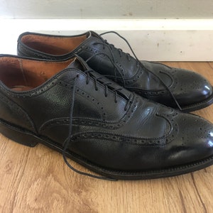 Men's Vintage Black Leather ALDEN  Wingtip Brogue Dress Shoes Oxfords Sz-12 B/D
