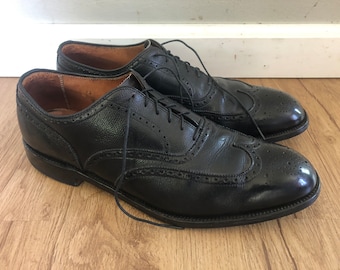 Men's Vintage Black Leather ALDEN  Wingtip Brogue Dress Shoes Oxfords Sz-12 B/D