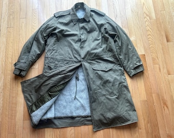 Herr vintage original dansk armé HAEREN 1968 Danmark vinter kallväders trench med luggfoder storlek M