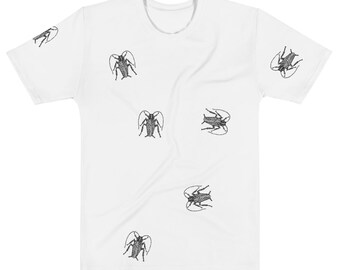 T-shirt met kakkerlakkenprint over de hele stof
