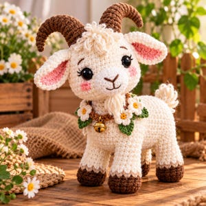 Crochet Goat Pattern PDF, Amigurumi Goat Pattern, Cute Goat Crochet Pattern, Farm Animal Toy, Goat Plushie, Instant Download