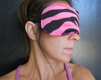 Pink and Black Zebra Print Minky Sleep Mask