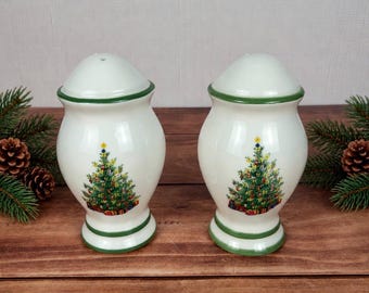 Christmas Tree Salt and Pepper Shakers Christopher Radko Christmas Kitchen Decor Holiday Table Setting Dinnerware  Seasonal Decor VTG