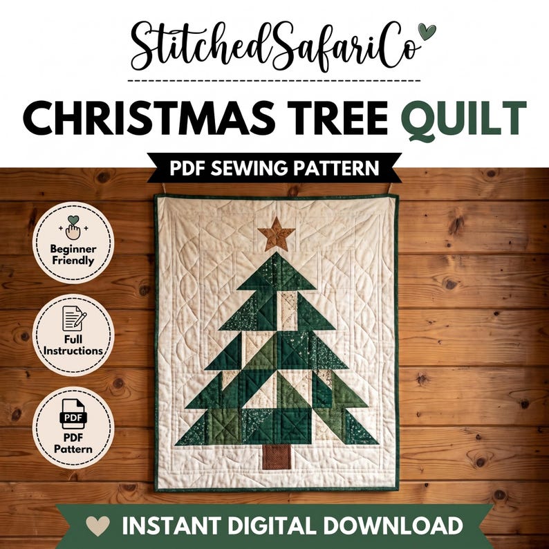 Quilted Fabric Christmas Tree Ornament Sewing Pattern PDF, Layered ...