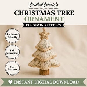 Mönster för väggbonad med quiltad julgran i PDF-format, lapptäcke med applikation för julstjärna och dörrdekor, lantligt jultäcke, sömnad och hantverk, presentidé