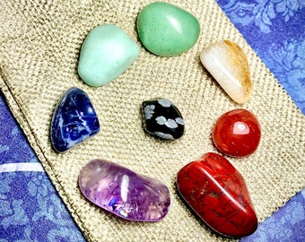 Crystal Chakra Healing Kit, Crystal Bag, Metaphysical Healing Tool, Holistic Health, Reiki, Energy Work, Therapy Aid, Beginners