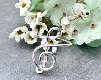 Treble Clef Ring G Clef Ring Music Note Ring Music Note Jewelry Adjustable Ring Silver Jewelry Handmade Wire Ring Wire Jewelry Gift Idea