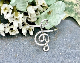 Treble Clef Ring, Music Jewelry, Music Note Ring, G Clef Jewelry, Adjustable Ring, .925 Sterling Silver, Wire Jewelry, Band Geeks, Musicians
