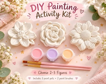 Flower Plaster Painting Kit, DIY Craft Activity