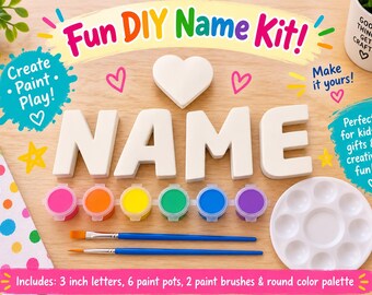 Personalized Name Painting Kit, 3 Inch Plaster Letters with Paints