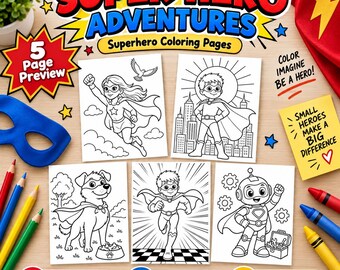 Superhero Coloring Kit for Kids Party Favor, Travel Activity
