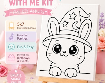 Paint With Me Kids Canvas Kit, 5x7 Party Activity, DIY Painting Craft