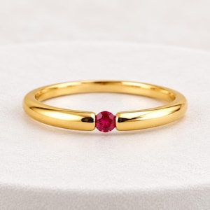 Ruby Solitaire Ring, Vintage Everyday Ring, 925 Sterling Silver Ring, Dainty Handmade Ring, July Birthstone Jewelry, Christmas Gifts for Her