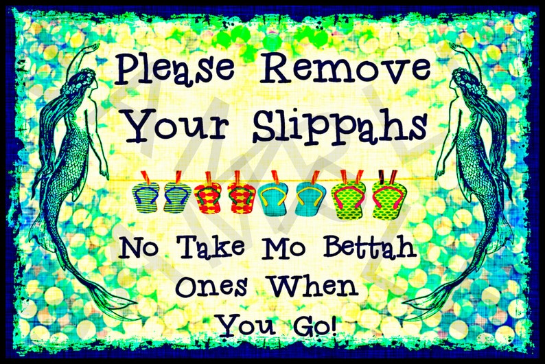 Please Remove Shoes Slippahs Sign 8x12 Metal Vivid