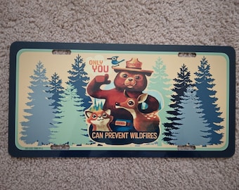 Smokey Bear 6"X12" License Plate  Officially Licensed U.S. Forest Service  Made In USA!