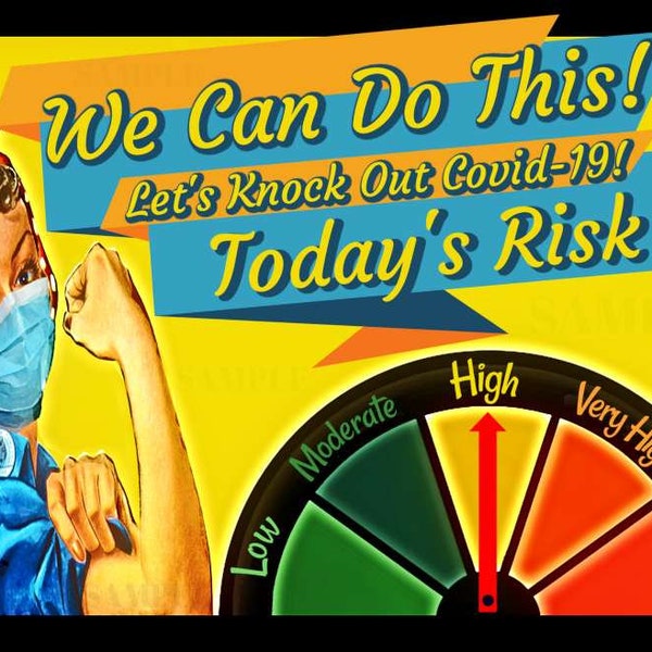 Today's Covid-19 Risk! Adjustable Gauge! 8"x12" All Weather Metal Sign! Made in The USA! Perfect For Home Office Classroom Business