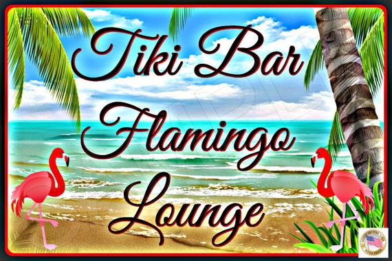 Home Decor Plaques Signs Flamingo Lounge 8x12 Metal Sign