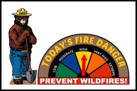 Smokey Bear Fire Danger Sign With Adjustable Dial Made in USA | Etsy