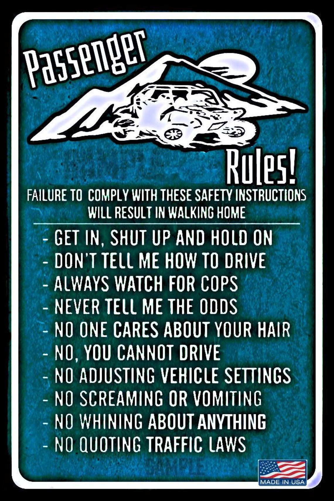 Off Road Rules Distressed All Weather Metal 8x12 Etsy