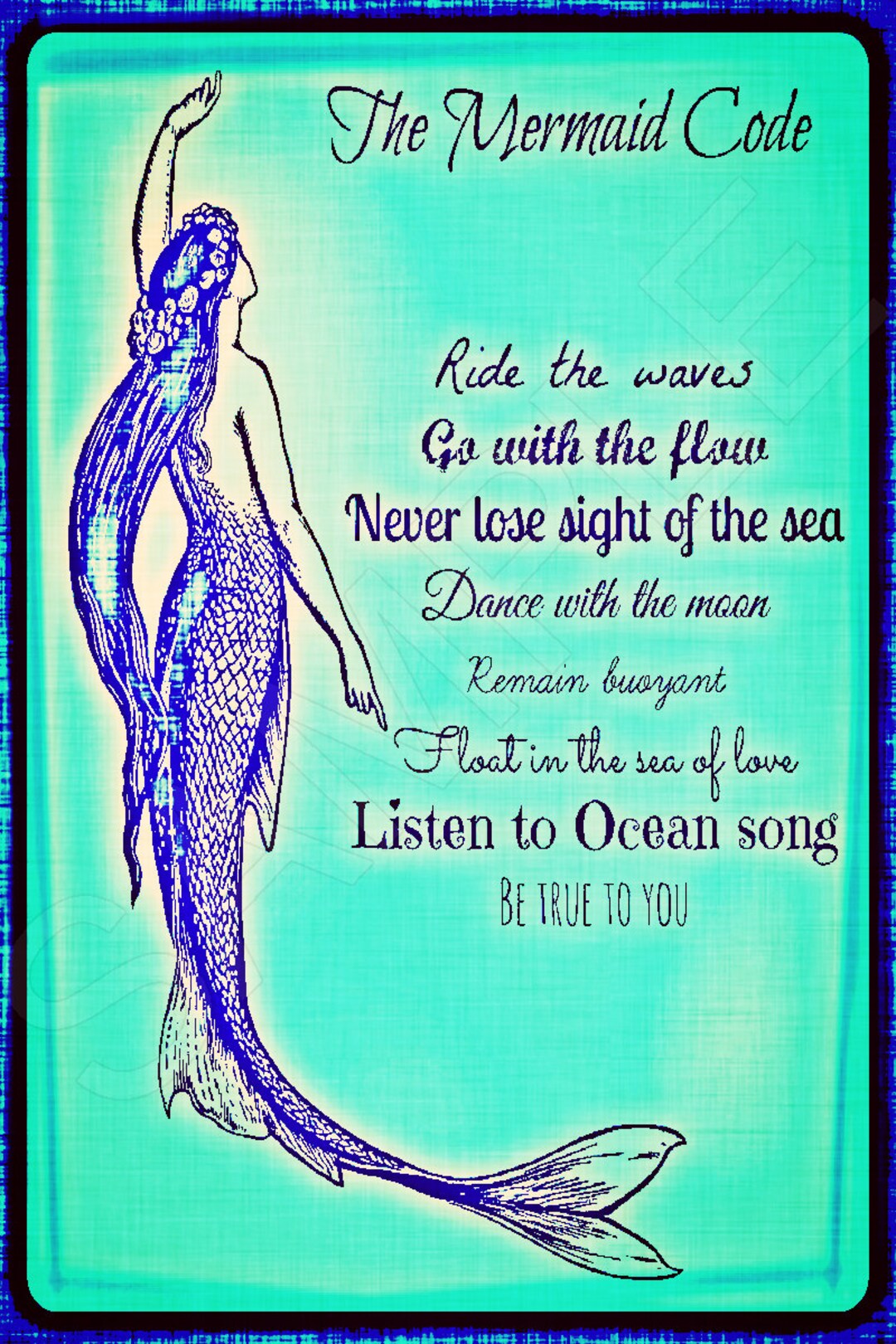 Mermaid Code... Made in Hawaii USA Vivid Distressed All Weather Metal