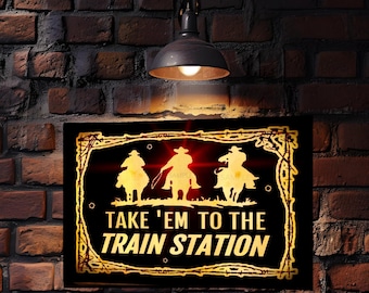 World's Greatest Signs! 8"x12" Train Station Metal Sign Made In USA! Rustic Lodge Log Cabin Ranch Man Cave Decor