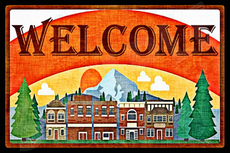 Home Furniture Diy Welcome Metal Sign 8x12 Rustic Log Cabin