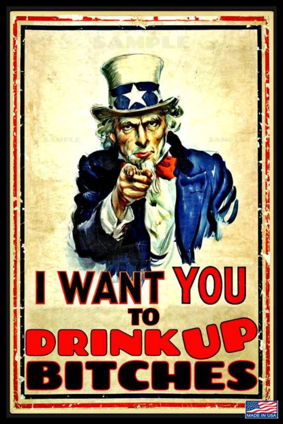 Drink up Bitches... Made in USA Funny Metal Sign Etsy Australia