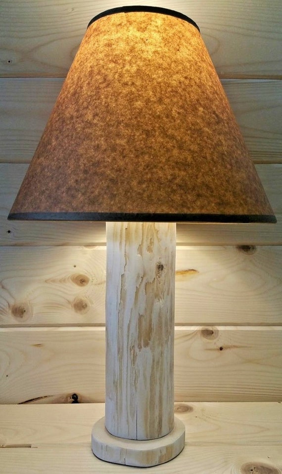 Rustic Cedar Table Lamp Authentic Western Red Cedar Free Parchment Lamp Shade Cabin Ski Lodge Log Furniture Northwoods Decor