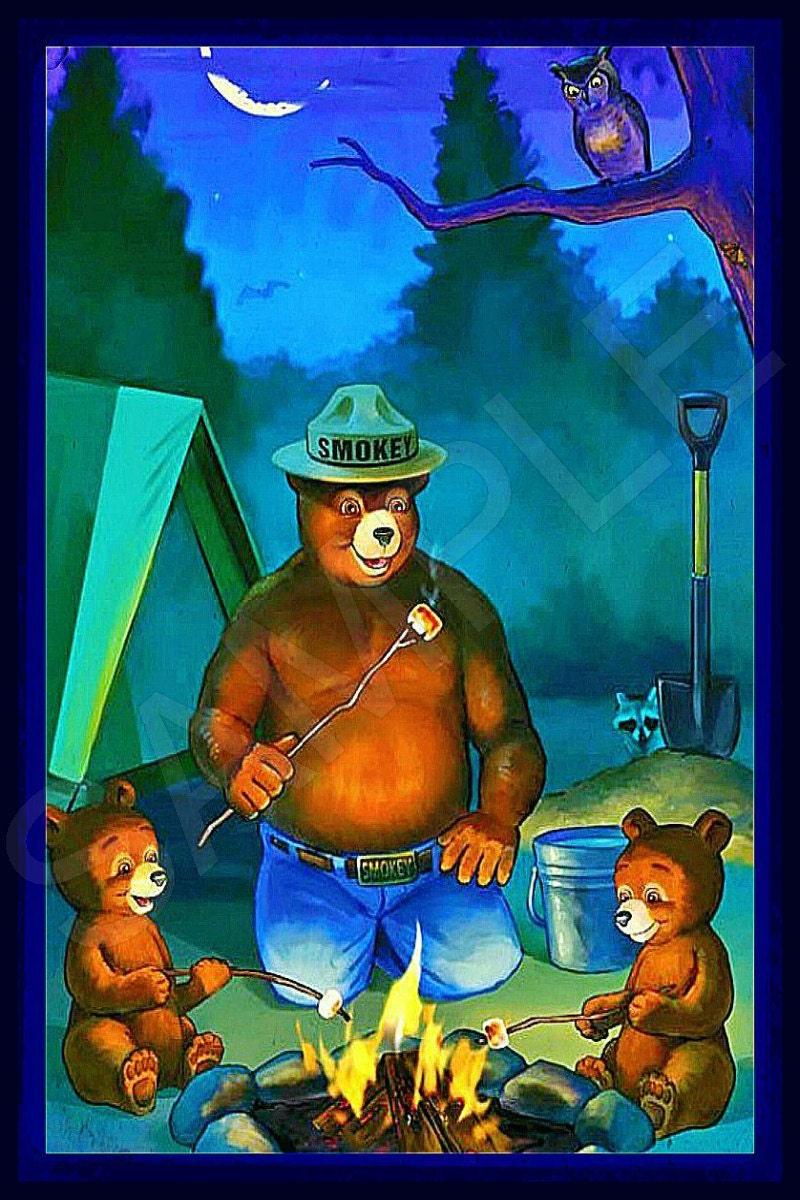 Smokey Bear Stickers, Fire Prevention Signs