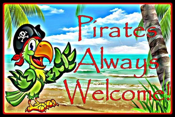 PIRATE CABANA BOY ALL WEATHER METAL SIGN 8X12 USA TIKI BAR BEACH WELCOME LUAU