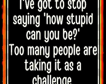 World's Greatest Signs! Stupid Challenge! 8"x12" All Weather Metal! Funny Man Cave Sign Tiki Bar Pool Office Garage She Shed Humor