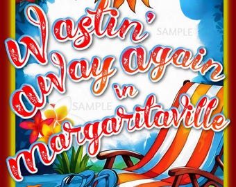 World's Greatest Signs! Wastin' Away ! All Weather 8"X12" Metal Sign Made in USA Happy Hour Luau Pool Beach Tiki Bar Hot Tub Decor