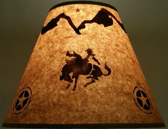 Rustic Rodeo Rider Lamp Shade 12 Inch Bottom Diameter 9 Inch Etsy