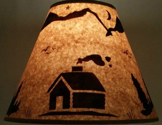 Rustic Log Cabin Lamp Shade 12 Inch Bottom Diameter 9 Inch Etsy