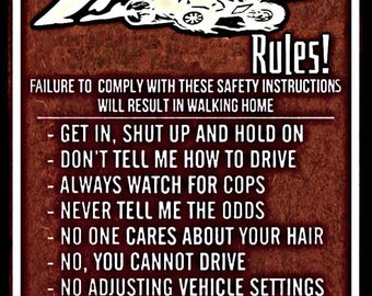 Off Road Rules! Distressed All Weather Metal 8"x12" Sign! USA Made! Polaris Can-Am UTV Side By Side Garage Racing Decor
