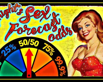 World's Greatest Real Adjustable Moving Gauge Sex Odds Forecast Sign! All Weather 8"X12" Metal USA Made! Man Cave Bar Happy Hour Pub Decor