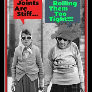 STIFF JOINTS!  Made in The USA  Metal Sign Vintage Distressed Pin Up Image 8"X12" Pot  Marijuana Funny Man Cave Dorm