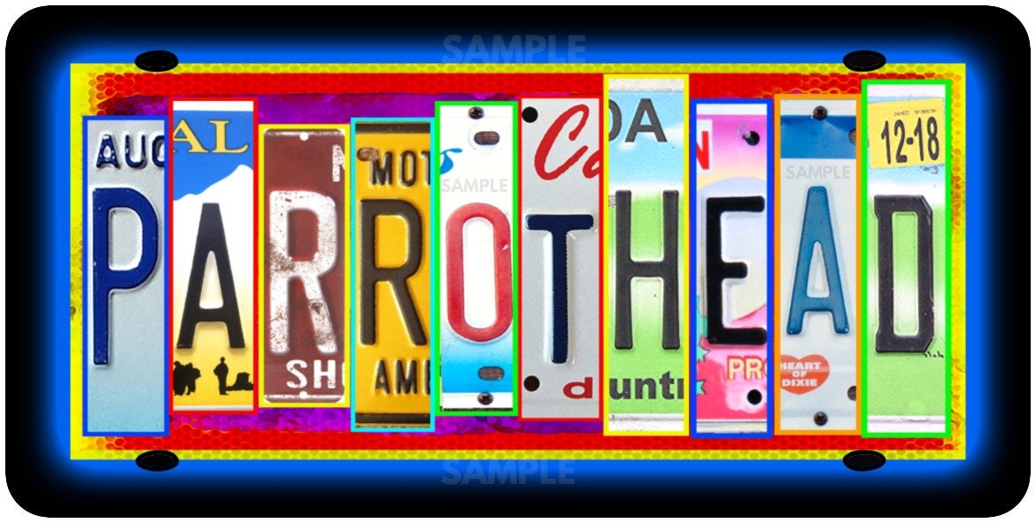 6"X12" Metal License Plate! Rip Jimmy Buffett PARROTHEAD Fins Up! Bubbles Up! Perfect For Tiki Bar Pool Hot Tub Garage Car Truck SXS Atv