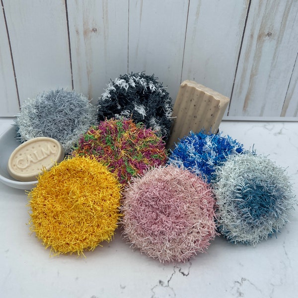 Kitchen - Dish - Pot Polyester Scrubbies - Handmade - Crochet Scrubby Yarn