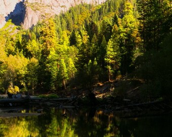 Reflection of Three Brothers by Catherine Roché, Yosemite Autumn Photography, Sierra Nevada Mountains Photography, Merced River, Fine Art