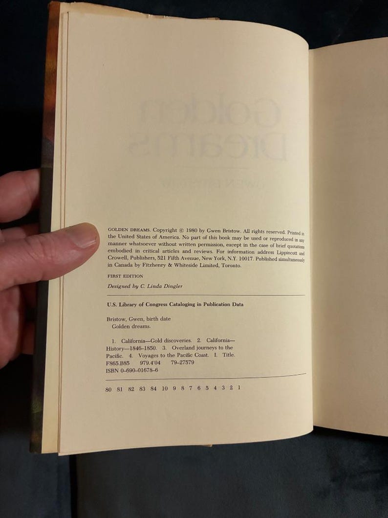 Sueños dorados de Gwen Bristow, 1980, primera edición, primera impresión, muy buen estado/buen estado. imagen 3