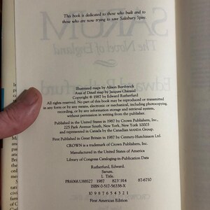 Sarum von Edward Rutherfurd, 1987, Erstausgabe, erster Druck, nahezu neuwertig/nahezu neuwertig Bild 3