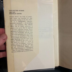 Poemas completos 1950-1970 de Donald Davie, 1972. Primera edición, primera impresión. Muy buen estado/buen estado. Tapa dura. imagen 2